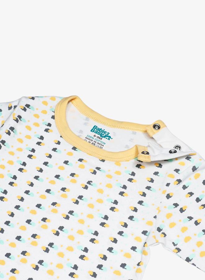 Babies Basic 5-Piece 100% Cotton Bib, Romper, Mittens, Cap and Sleepsuit Set - Image 5